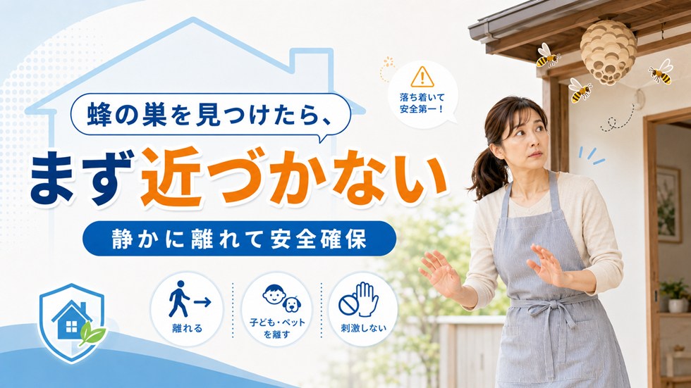 蜂の巣を見つけたら、まず近づかない