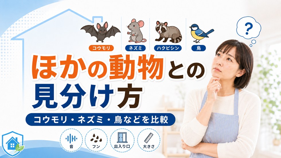 コウモリとネズミ・ハクビシン・鳥との見分け