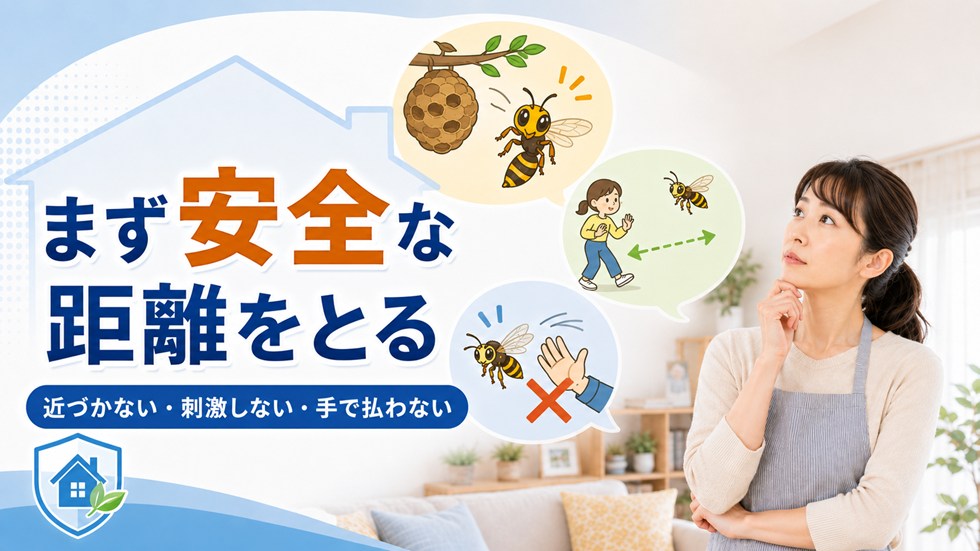 蜂の種類を見分ける前に、まず安全な距離をとる