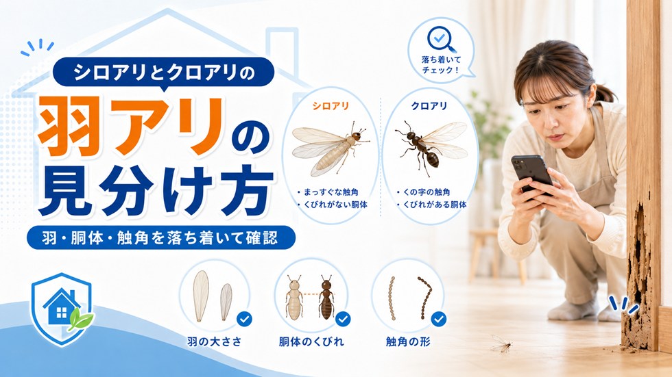 羽アリの見分け方｜シロアリとクロアリの違い