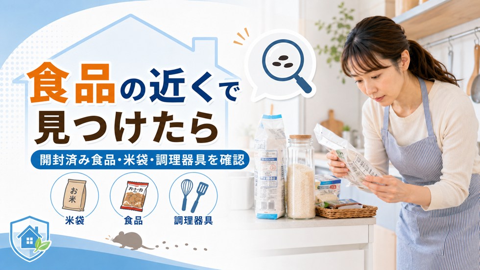 食品棚や調理台の近くでフンを見つけた場合