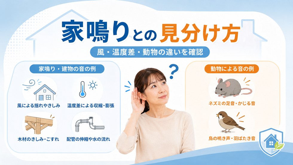 家鳴りや建物の音との見分け方