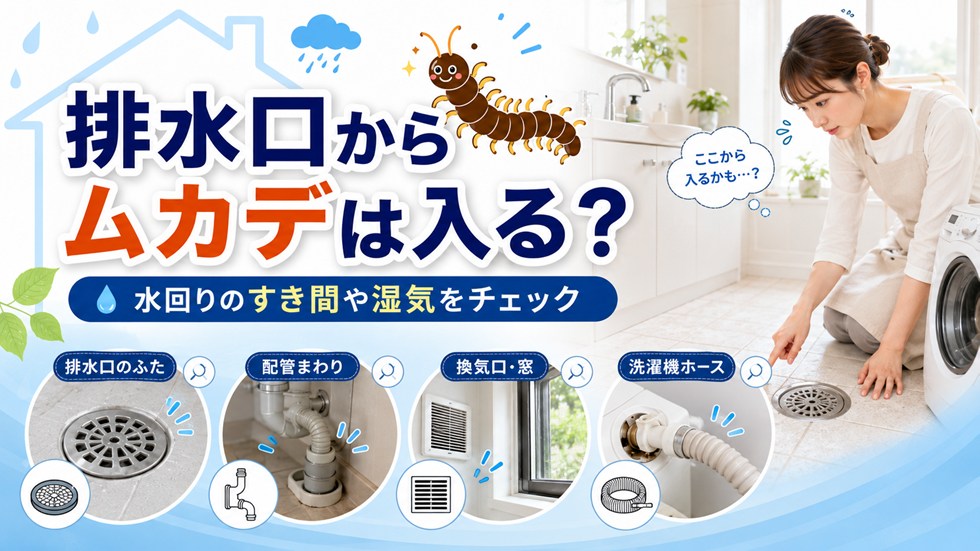 排水口からムカデは入る?水回りの注意点